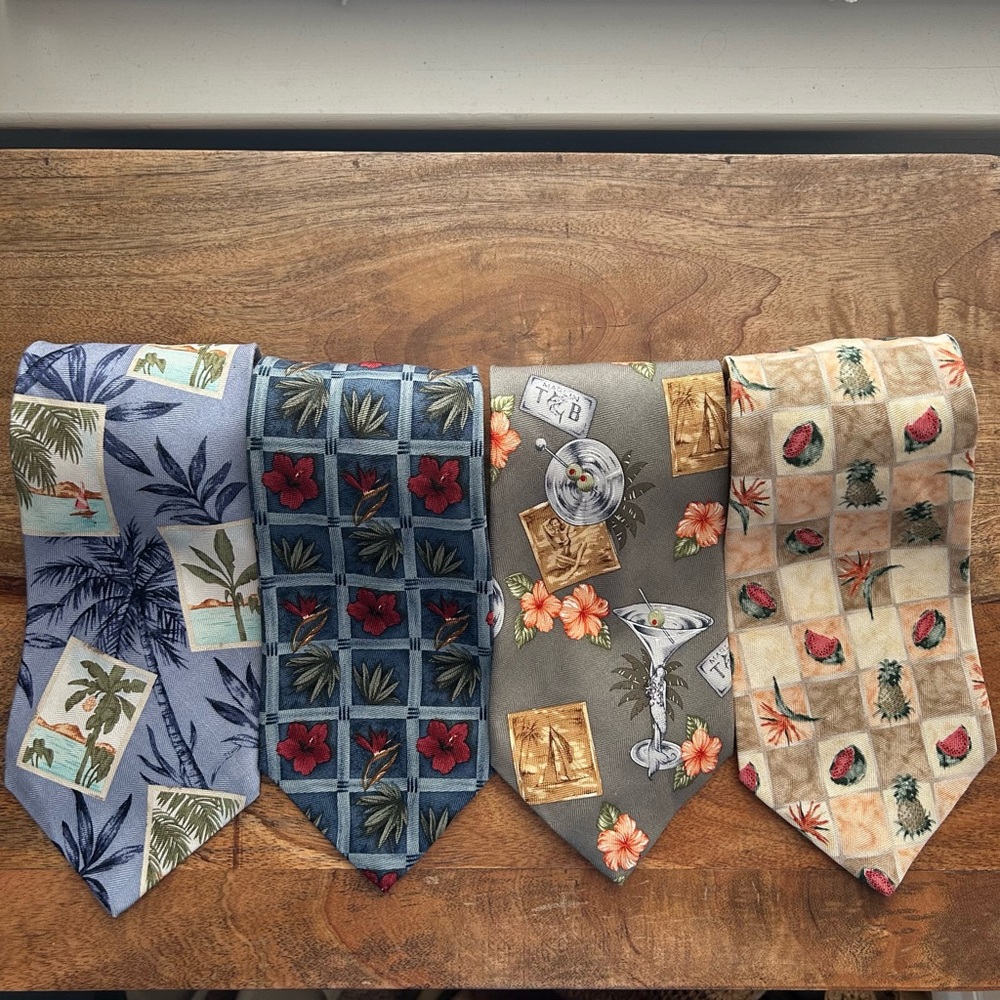 Men's Patterned Tommy Bahama Ties - Blue, Gray, Red, Tan